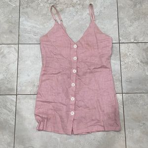 Reformation pink linen button down dress